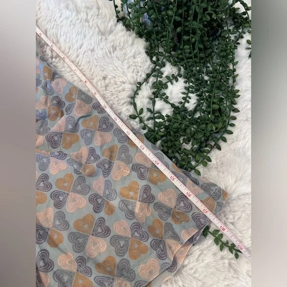 Free People Mesh Rouched Long Sleeve Button Down Blouse Top Heart Print XS - Picture 6 of 7